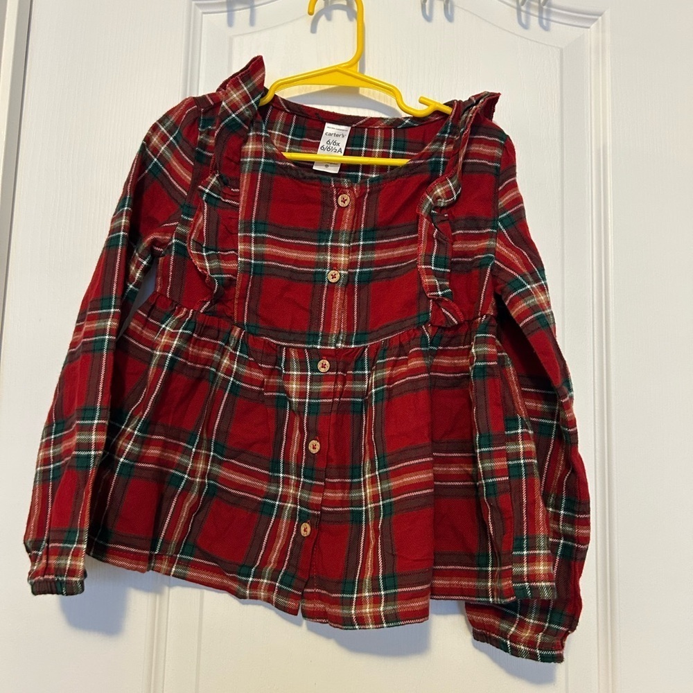 Carter's Red and Green Plaid Button Down Shirt